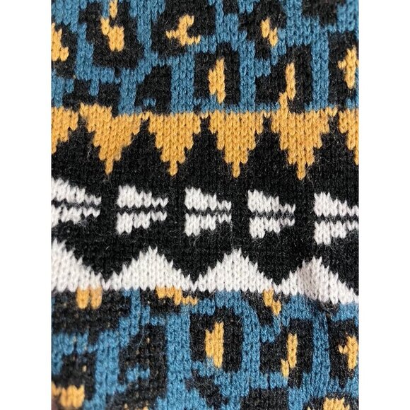 Wrangler Animal Print Sweater S Blue Crop Fuzzy Western Boho  Retro Southwest - Picture 4 of 10
